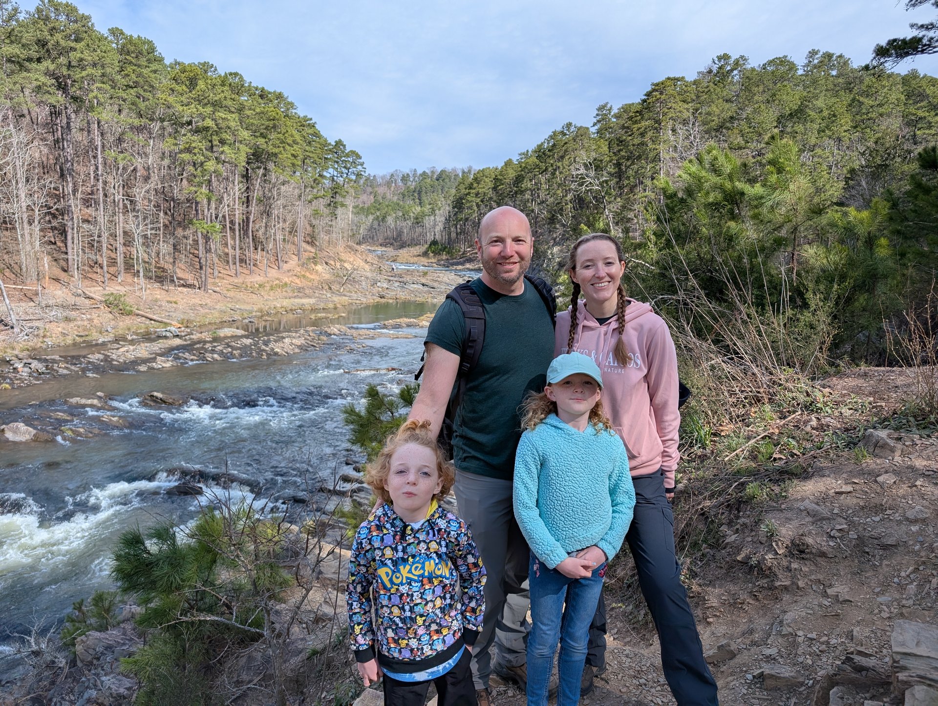 Hiking trail in Beavers Bend State Park with family