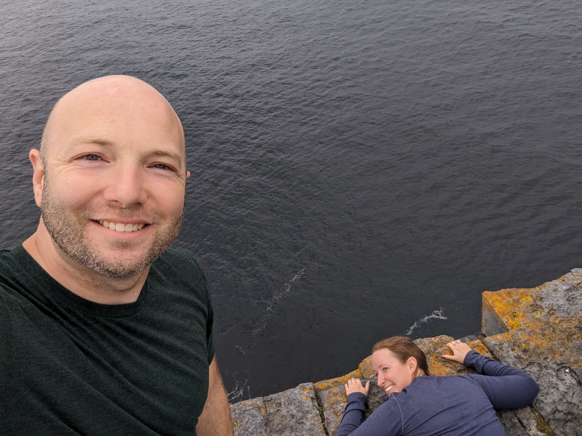 Peering over the 300-foot cliffs at Dún Aonghasa
