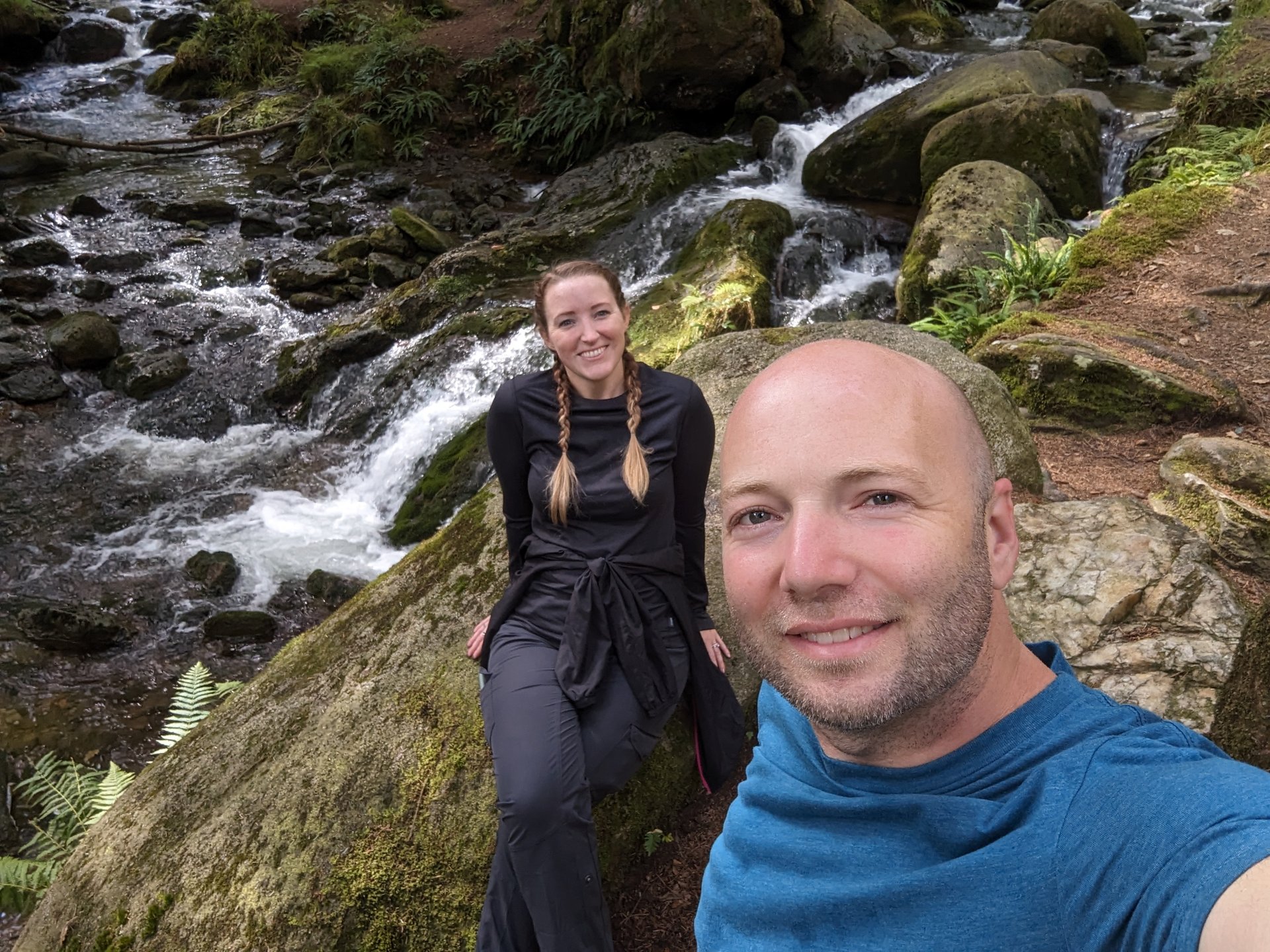 At the waterfall in Glendalough