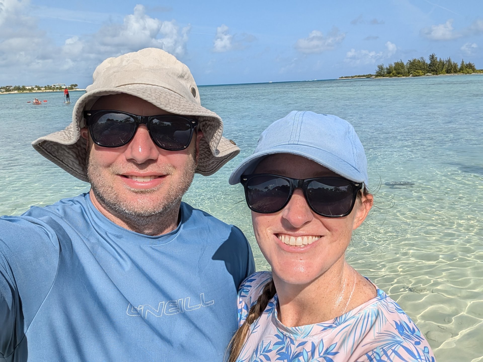 Taking a dip in the crystal clear water during our kayak tour